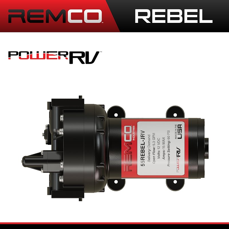 Remco PowerRV Rebel 55REBEL-JRV Fresh Water Pump — 5.3 GPM, 12V DC, 60 PSI